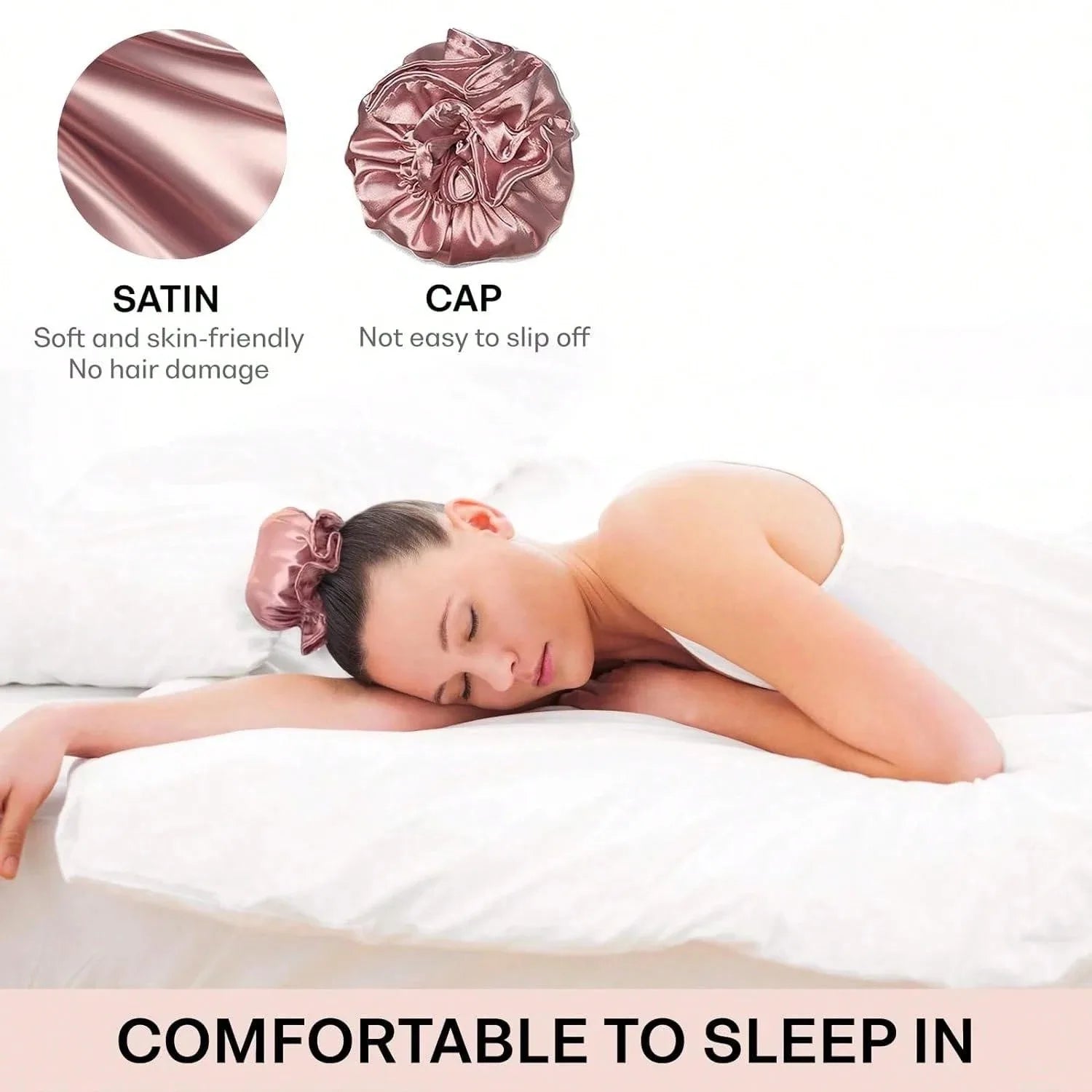 3Pc Satin Heatless Curling Rod with Hair Caps, Soft Overnight Curling Rod Headband