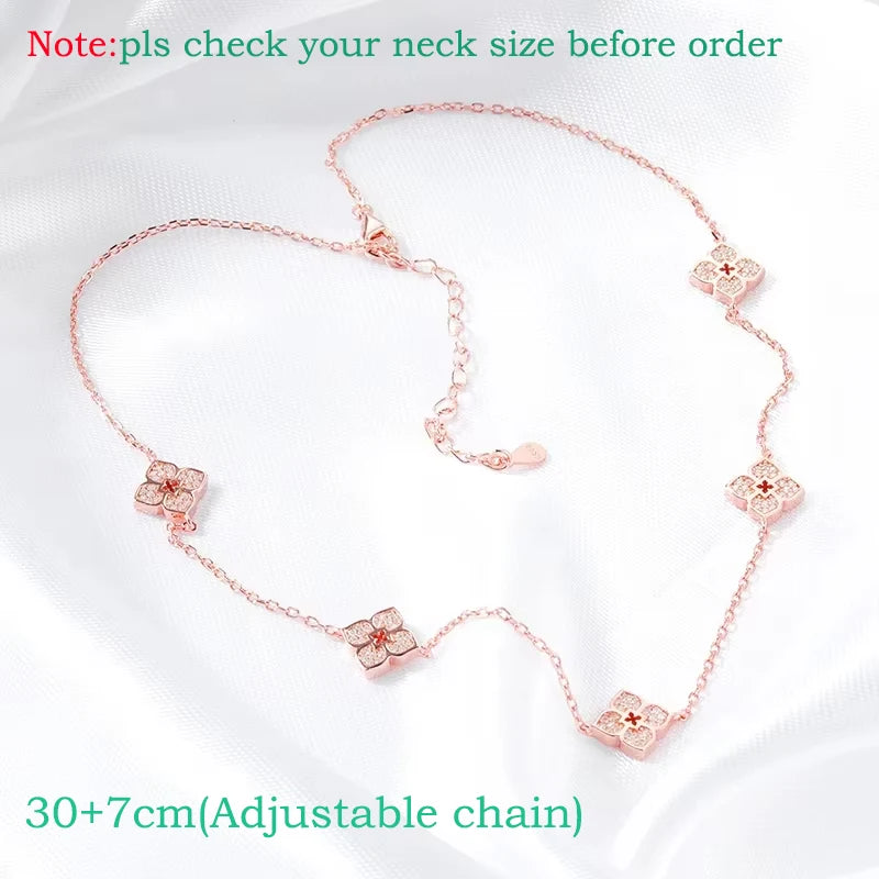 18K Plated Flower Moissanite Choker Necklace for Women Girls Neck Chain Sparkling 925 Sterling Silver Jewelry Pendant