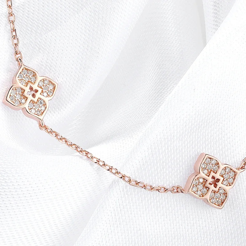 18K Plated Flower Moissanite Choker Necklace for Women Girls Neck Chain Sparkling 925 Sterling Silver Jewelry Pendant