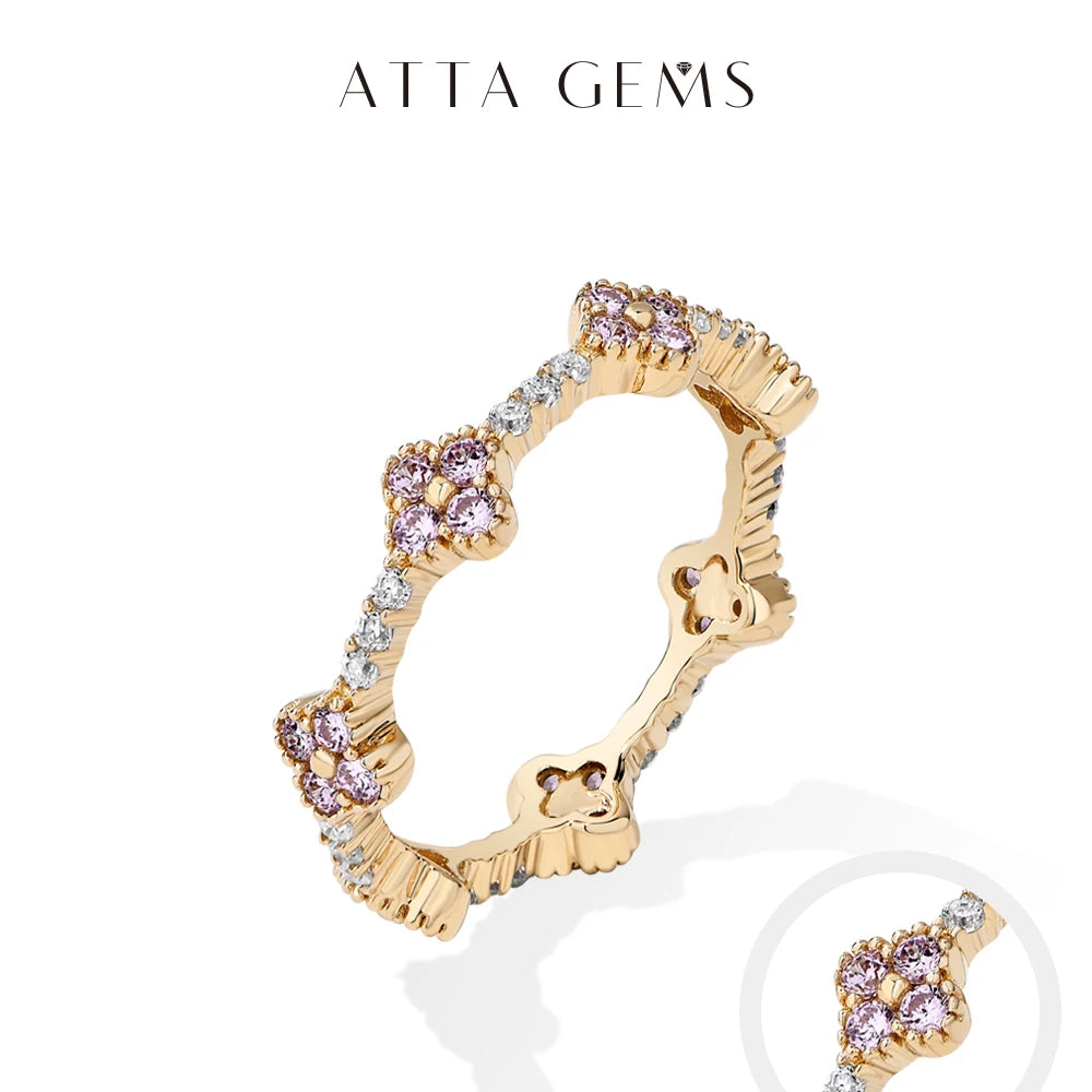 Eternity DVVS1 Moissanite Ring for Women 100% Real 925 Sterling Silver Gold Plated Wedding Party Charm Fine Jewelry New