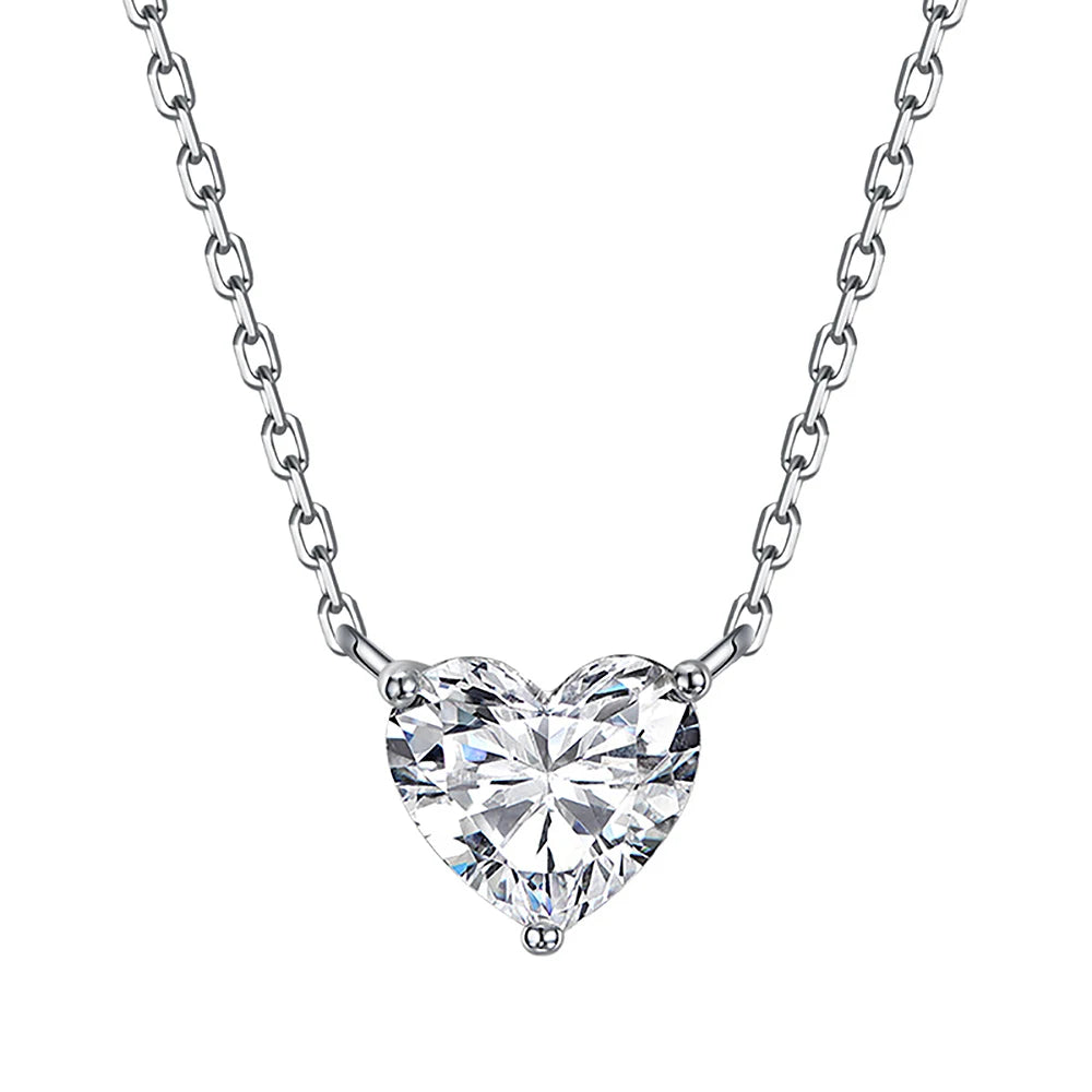 1-3Carat Heart Cut Moissanite Pendant Necklace S925 Silver Plated 18K Gold Solitaire Diamond Neckchain Certified