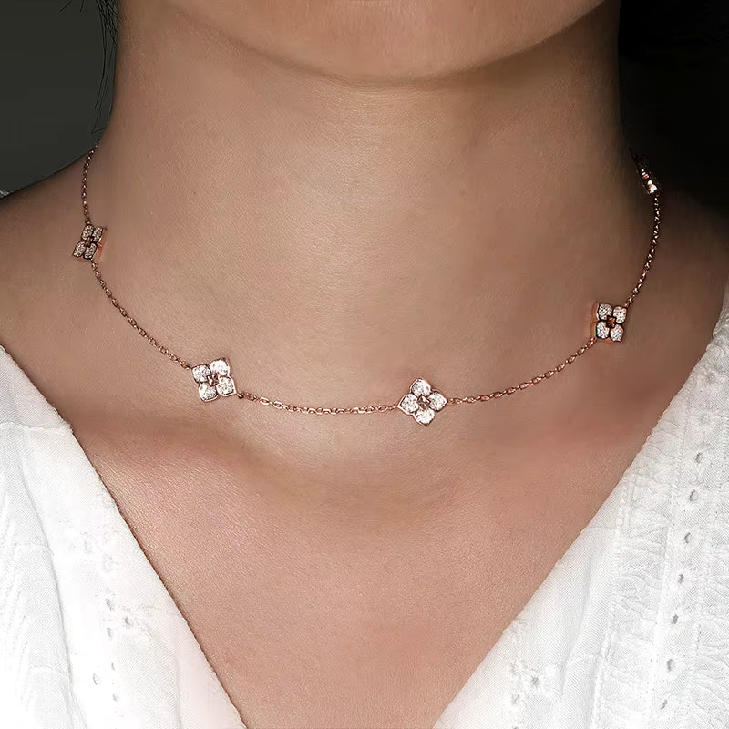 Delicate Moissanite Flower Choker