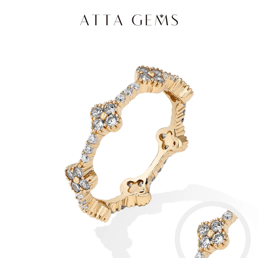 Eternity DVVS1 Moissanite Ring for Women 100% Real 925 Sterling Silver Gold Plated Wedding Party Charm Fine Jewelry New