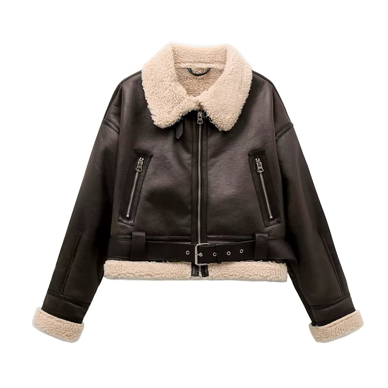 Thick Warm Faux Shearling Jacket Vintage Coat