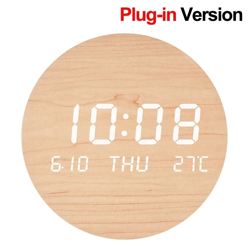LED Digital Wall Clock Temperature Date Time Multi-Function Display Living Room Home Bedroom Silent Clock Fashion Wall Clock