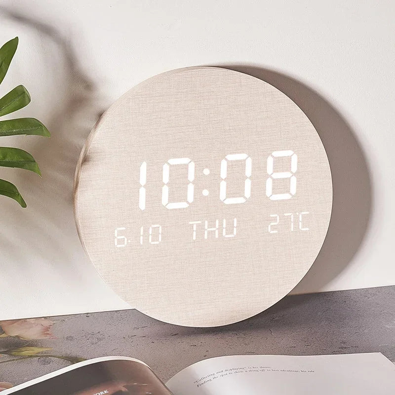 LED Digital Wall Clock Temperature Date Time Multi-Function Display Living Room Home Bedroom Silent Clock Fashion Wall Clock