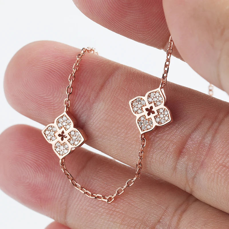 18K Plated Flower Moissanite Choker Necklace for Women Girls Neck Chain Sparkling 925 Sterling Silver Jewelry Pendant