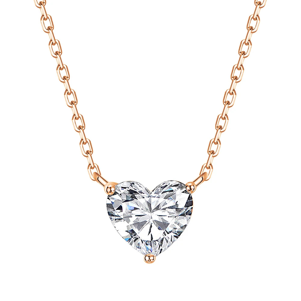 1-3Carat Heart Cut Moissanite Pendant Necklace S925 Silver Plated 18K Gold Solitaire Diamond Neckchain Certified