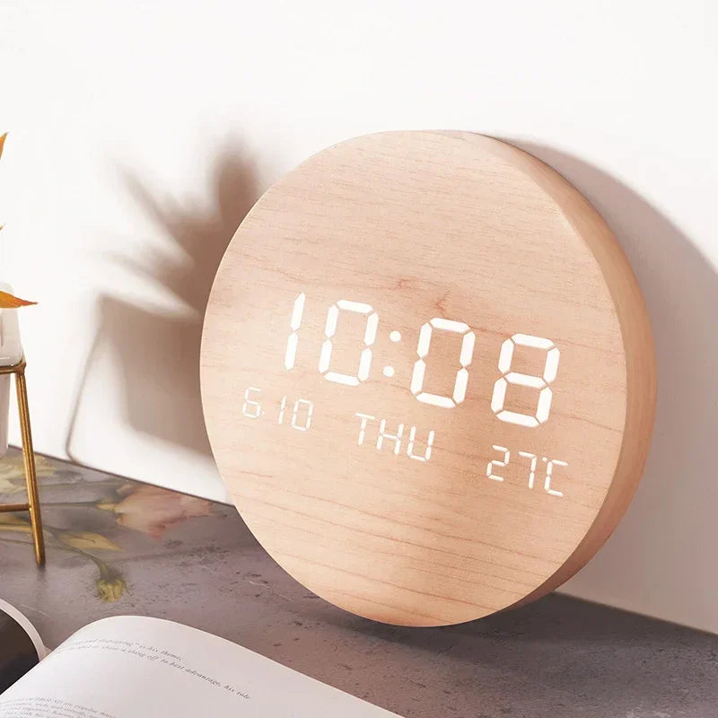 LED Digital Wall Clock Temperature Date Time Multi-Function Display Living Room Home Bedroom Silent Clock Fashion Wall Clock