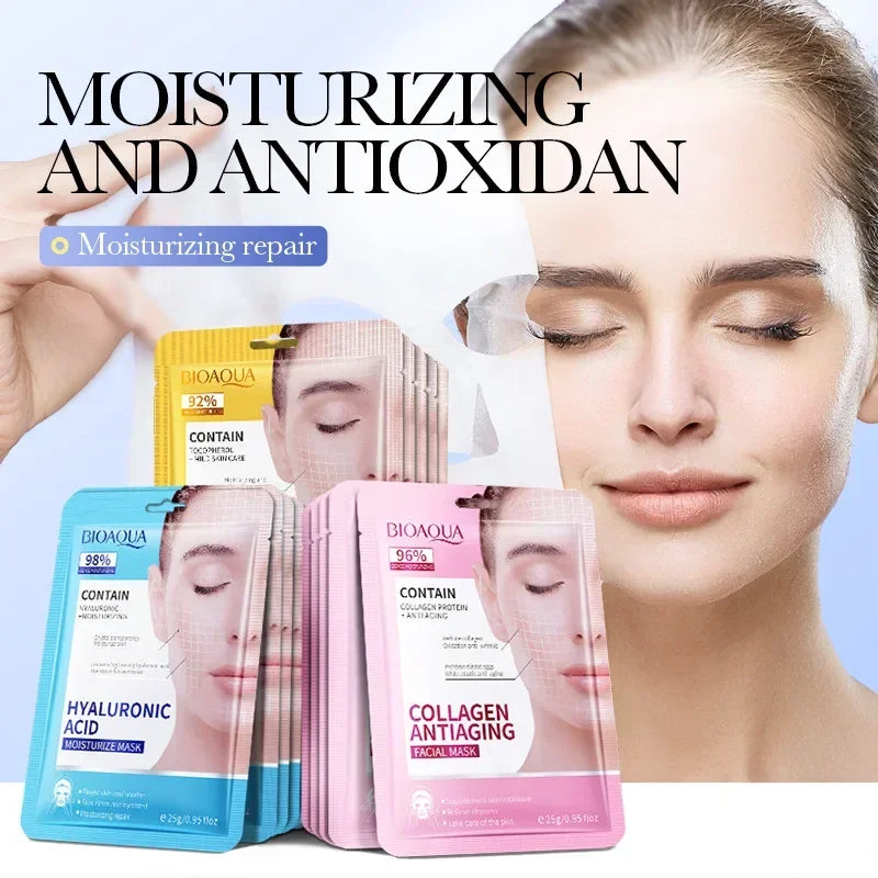 15Pcs BIOAQUA Retinol Collagen anti Wrinkle Facial Masks Moisturizing Anti-Aging Whitening Face Mask Facial Skin Care Products