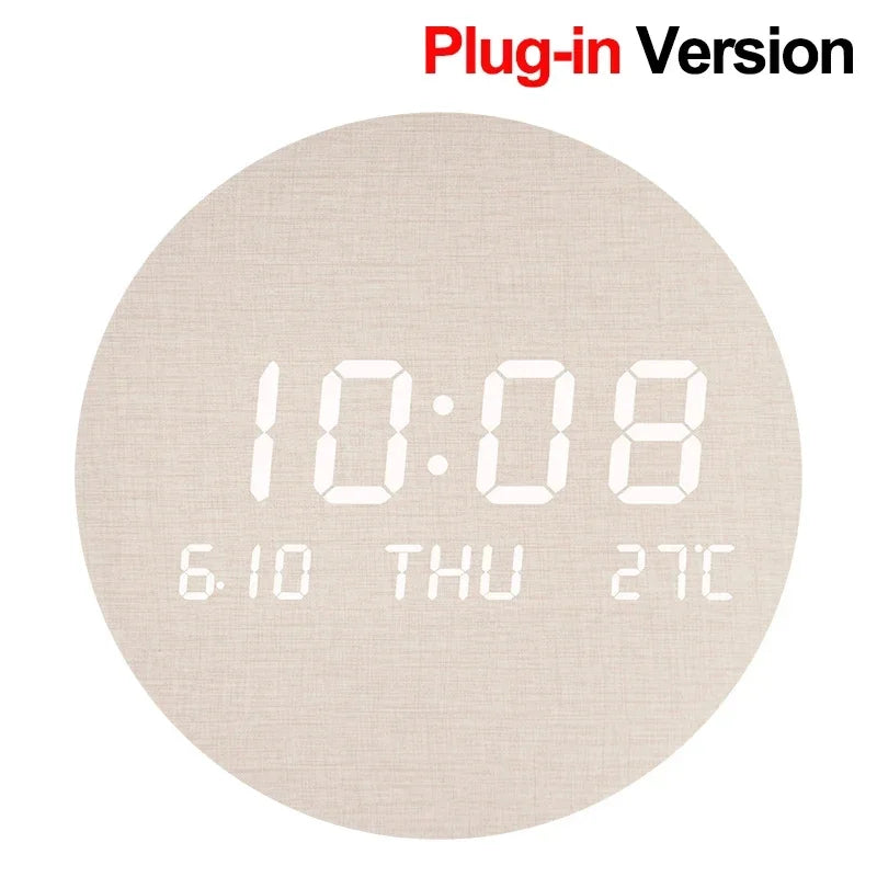 LED Digital Wall Clock Temperature Date Time Multi-Function Display Living Room Home Bedroom Silent Clock Fashion Wall Clock